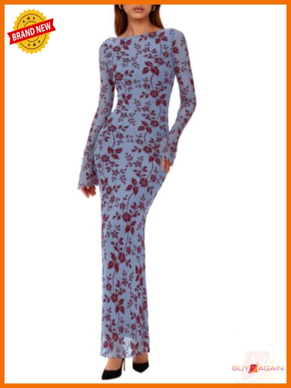 PRETTYGARDEN Floral Bodycon Maxi Dress Wedding Guest Cocktail